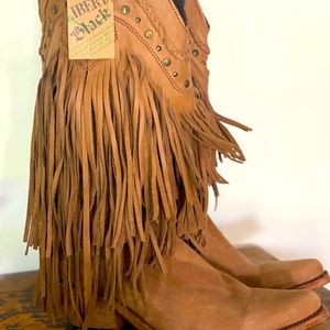 Liberty Black Fringe Boots New